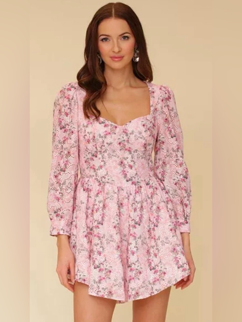 Floral Puff-Sleeve Mini Dress